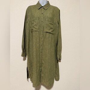 EILEEN FISHER Olive Green Midi Dress Womens Sz SP